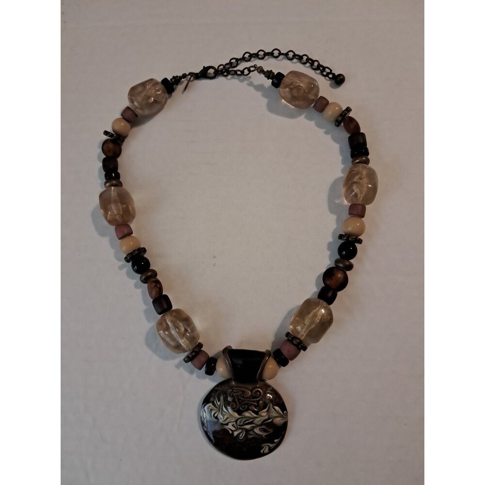 Chicos Statement Necklace Dark Earth Tones Chunky Boho